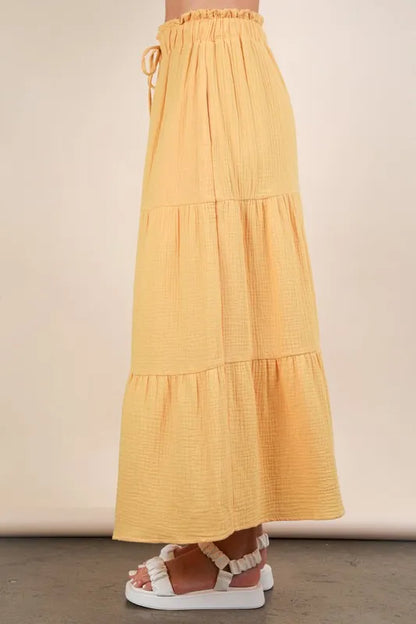 VERY J Elastic Waist Tiered Maxi Skirt