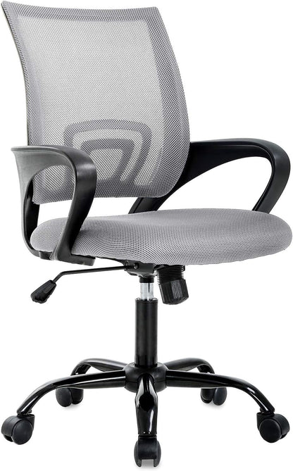 Office Chair Ergonomic Cheap Desk Chair Mesh Computer Chair Lumbar Support Modern Executive Adjustable Stool Rolling Swivel Chair for Back Pain (Grey)-0