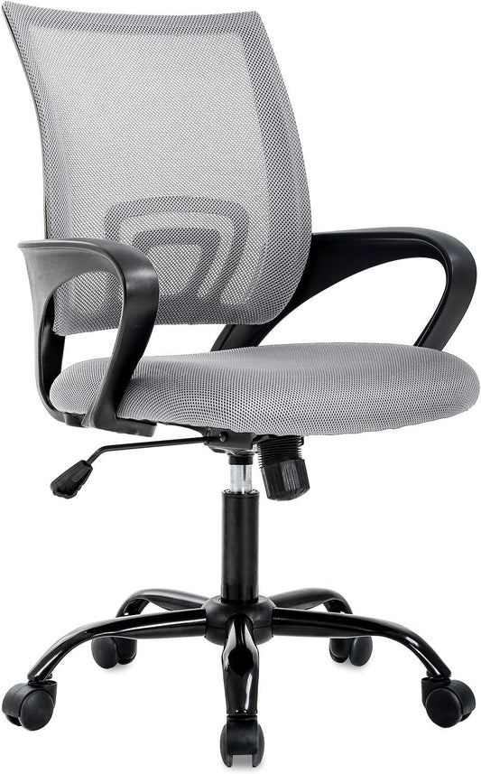 Office Chair Ergonomic Cheap Desk Chair Mesh Computer Chair Lumbar Support Modern Executive Adjustable Stool Rolling Swivel Chair for Back Pain (Grey)-0