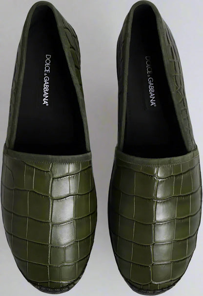 Dolce & Gabbana Green Exotic Leather Espadrilles Slip On