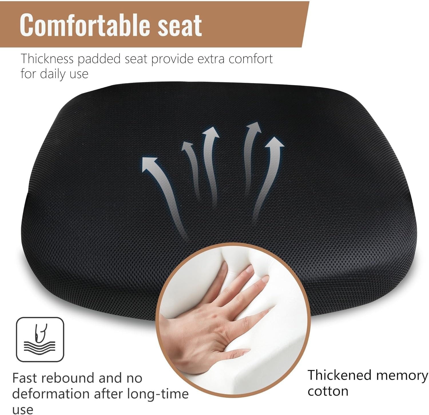 Home Office Chair Mid Back PC Swivel Lumbar Support Adjustable Desk Task Computer Ergonomic Comfortable Mesh Chair with Armrest (Black)-4