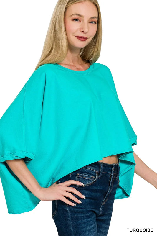 Zenana Premium Cotton Oversized Round Neck Box T-Shirt