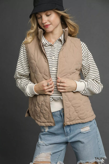 Umgee Quilted Zip-Up Vest