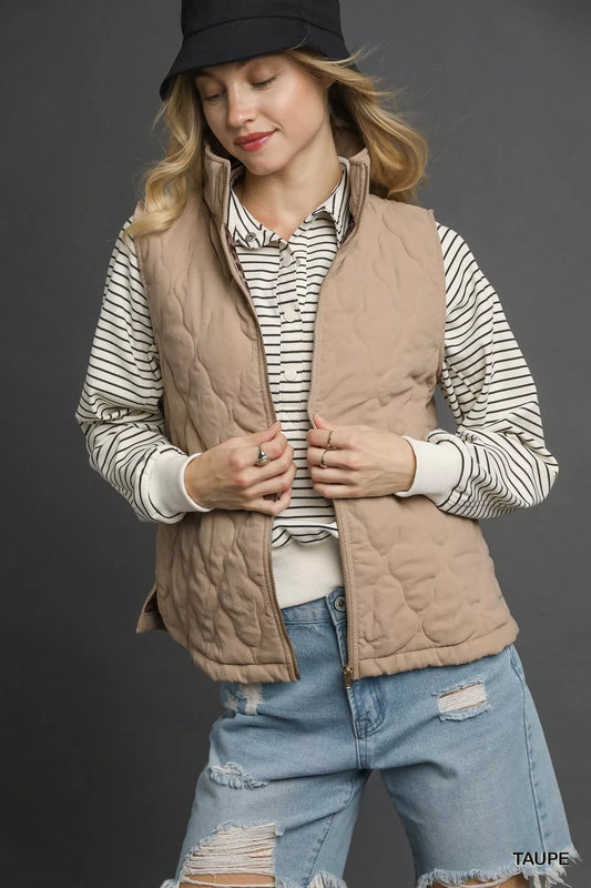 Umgee Quilted Zip-Up Vest
