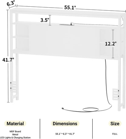 Full Size Headboard With Storage RGB LED Lighting-2