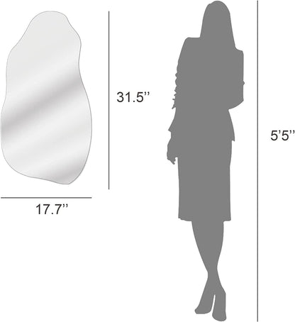 Modern Decorative Irregular Asymmetrical Wall Mirror for Living Room, Bathroom, and Entryway - Hanging Hook Style, 31.5'' X 17.7''-1