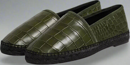 Dolce & Gabbana Green Exotic Leather Espadrilles Slip On