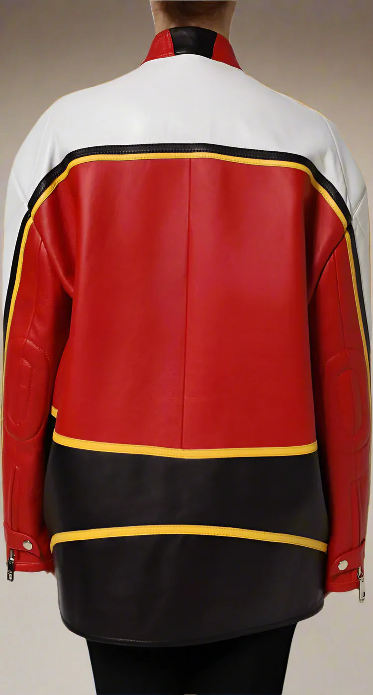 Dolce & Gabbana Multicolor Leather Biker Full Zip Jacket
