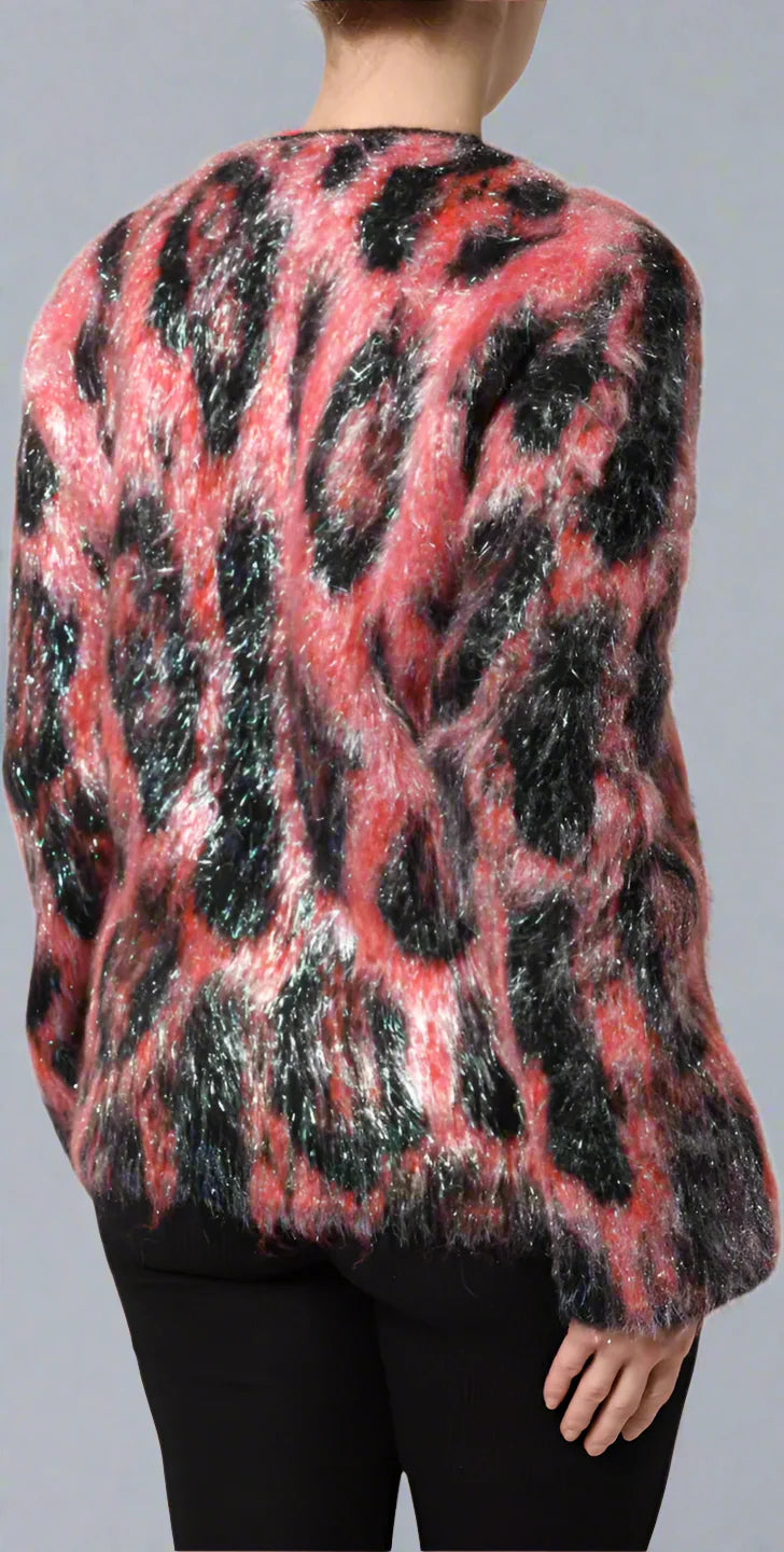 DOLCE & GABBANA Red Mohair Wool Button Down Cardigan Sweater