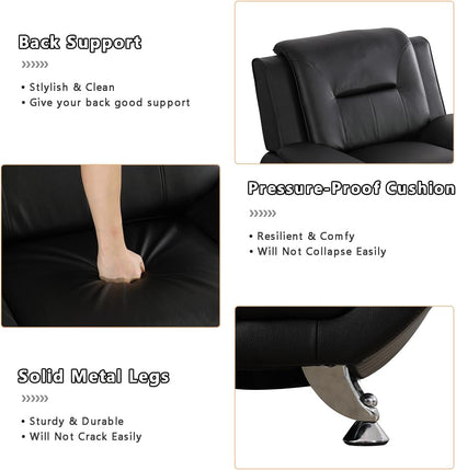 Leather Couches for Living Room, Living Room Couch Set, Sofa for Bedroom, Apartment, Living Room Furniture Sets (B-Leather Black, Sofa+Loveseat)-1