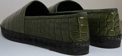 Dolce & Gabbana Green Exotic Leather Espadrilles Slip On