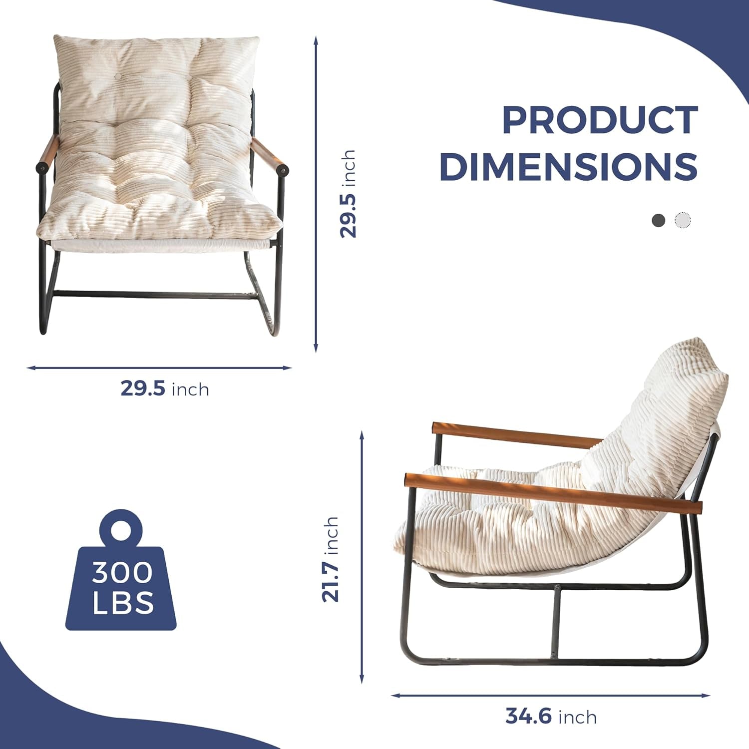 Beige Upholstered Contemporary Accent Chair With Armrests-1