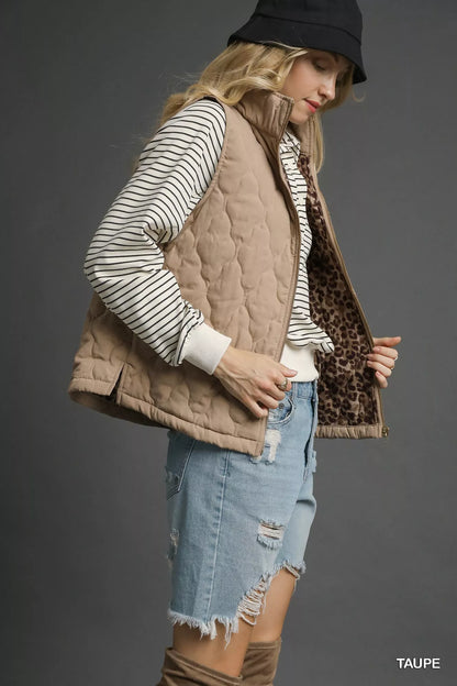 Umgee Quilted Zip-Up Vest