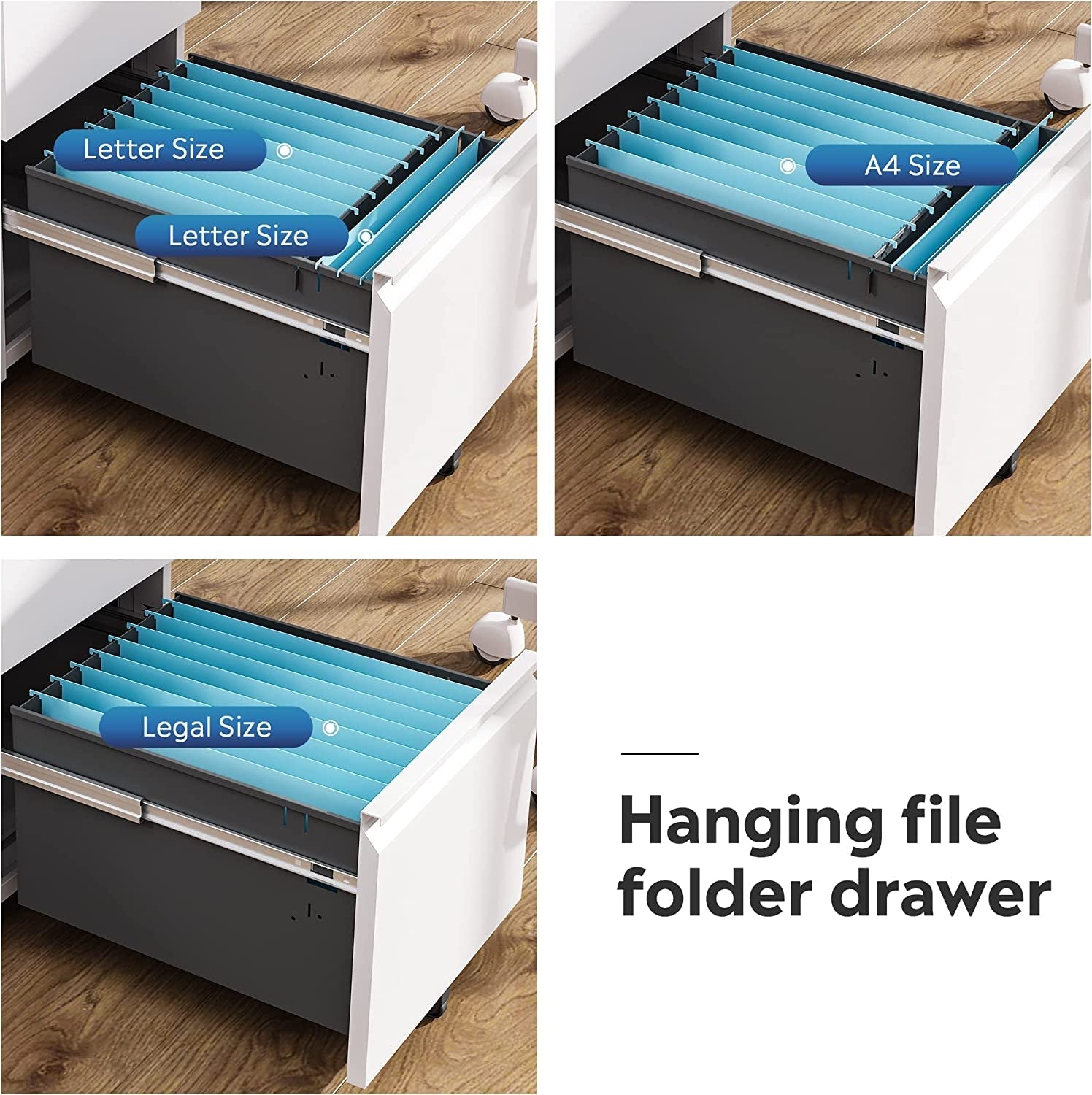 White Lockable Mobile File Cabinet - 2 Drawers-4