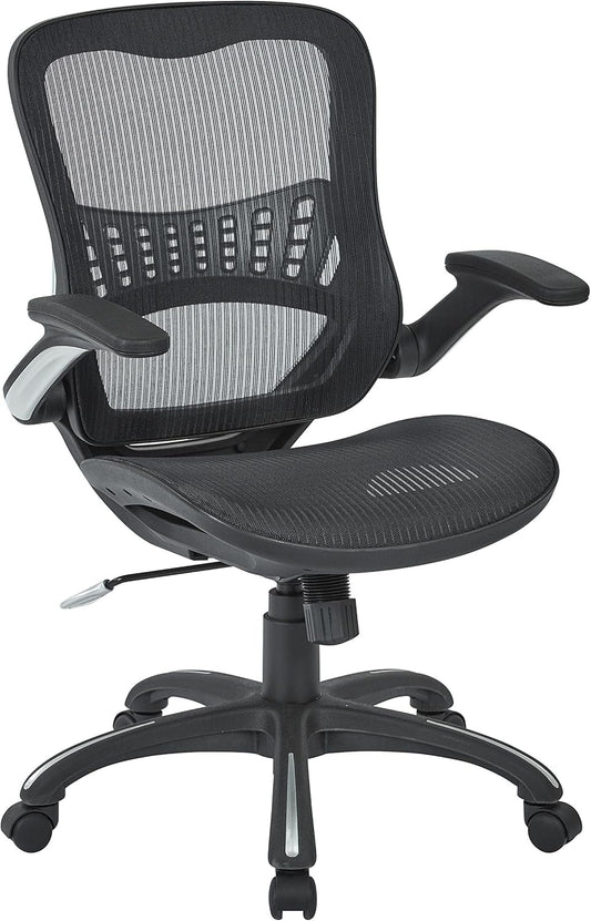 Riley Ventilated Manager'S Office Desk Chair with Breathable Mesh Seat and Back, Black Base with Black-0