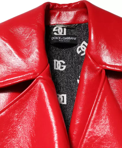 DOLCE & GABBANA (PRE-LOVED) Red Lambskin Full Zipper Jacket for Women
