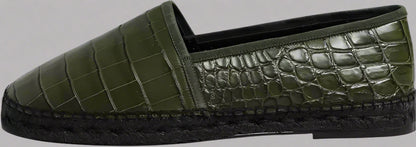 Dolce & Gabbana Green Exotic Leather Espadrilles Slip On