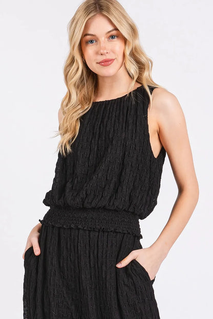 Mittoshop Textured Stretchy Crop Tank and Pants Set