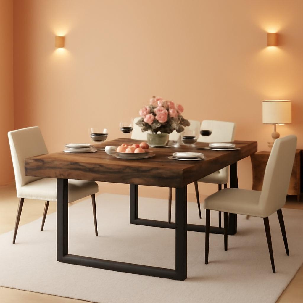 Expandable Rustic Brown Rectangular Dining Table 63in-0