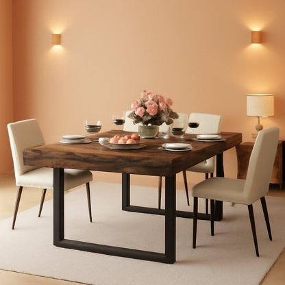 Expandable Rustic Brown Rectangular Dining Table 63in-0