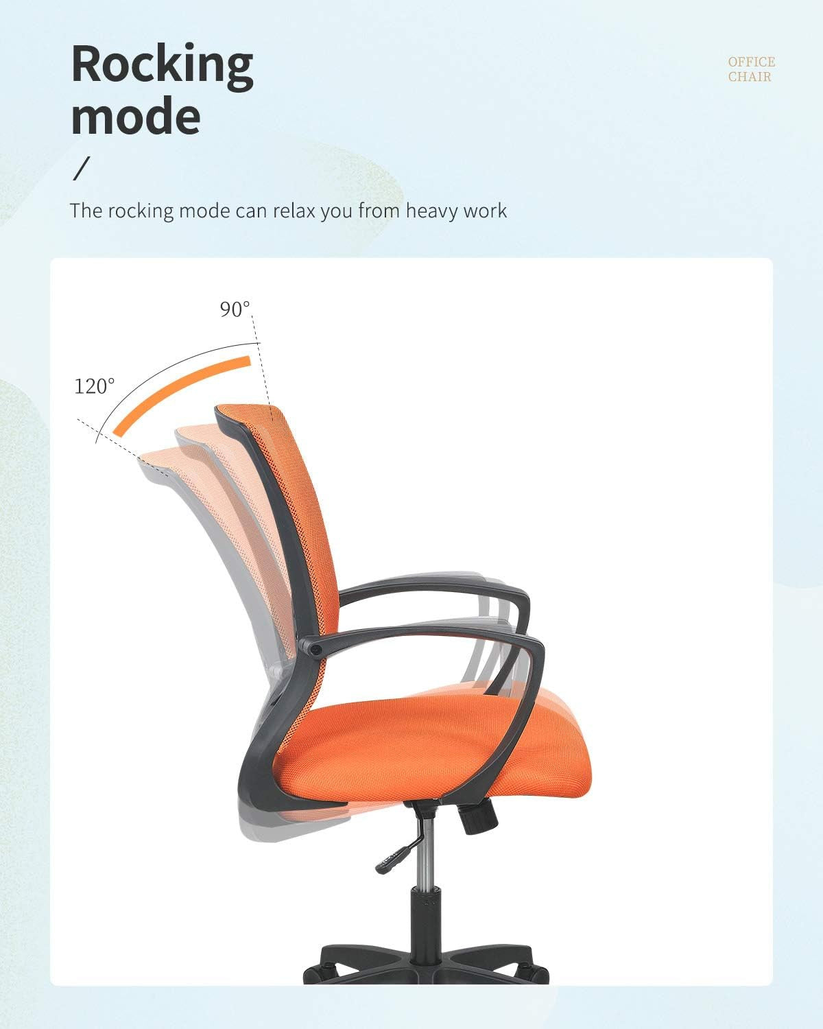 Ergonomic Orange Mesh Office Chair with Armrests-2