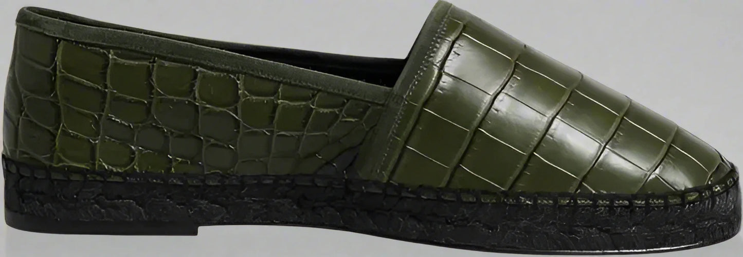 Dolce & Gabbana Green Exotic Leather Espadrilles Slip On
