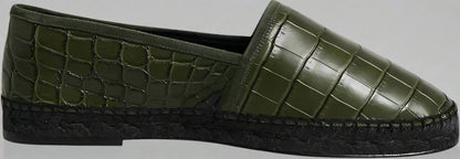 Dolce & Gabbana Green Exotic Leather Espadrilles Slip On