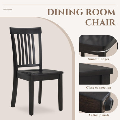 Wooden Dining Chairs Set of 6, Spindle High Back Windsor Kitchen Side Chair, Farmhouse Dining Chairs for Kitchen and Dining Room, Dark Brown-3