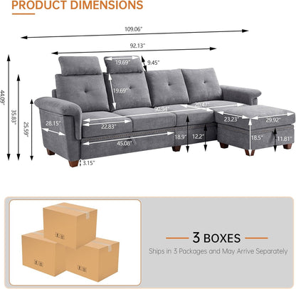 Light Grey Microfiber Sectional Sofa with Storage-1