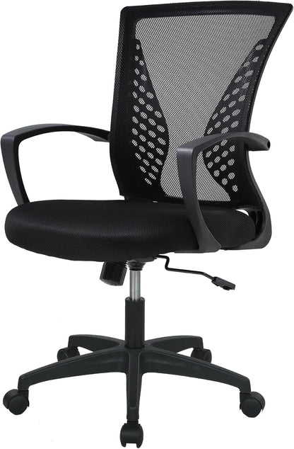 Office Computer Gaming Chair Ergonomic Mesh Desk Chair Adjustable Video Game Chairs with 360 Degrees Swivel Wheels Armrest Lumbar Support for Home Office,Black-0
