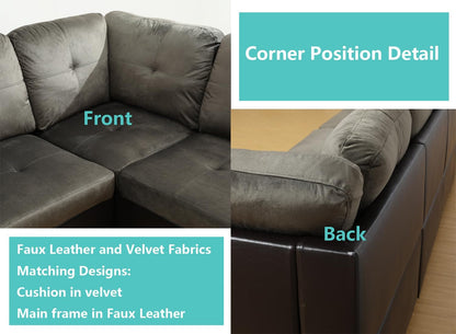 Taupe Sectional Couch for Living Room Set, 105 Inch Sectional Sofa L Shaped Couch with Storage Ottoman/Microfiber Fabric/Facing Right Chaise-3