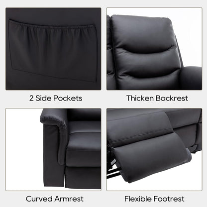 2 Pieces Recliner Sofa Set, Manual Recliner Sofa Set for Living Room Furniture Sets, Reclining Sofa and Loveseat Set, Reclining Loveseat Sofa with Console & Cup Houlders for Living Room-4