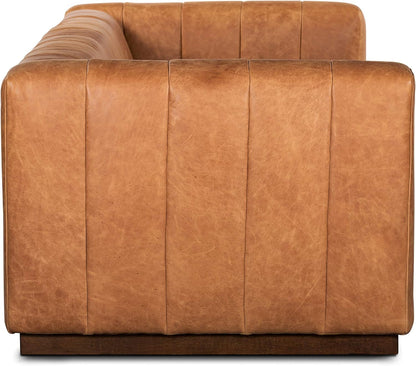 Canale 86" Sofa in Full-Grain Pure-Aniline Italian Leather in Cognac Tan-4
