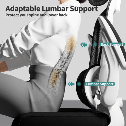 Office Chair Ergonomic Desk Chair, 330 LBS Home Mesh Office Desk Chairs with Wheels, Comfortable Gaming Chair, High Back Office Chair for Long Hours (Black & White)-4