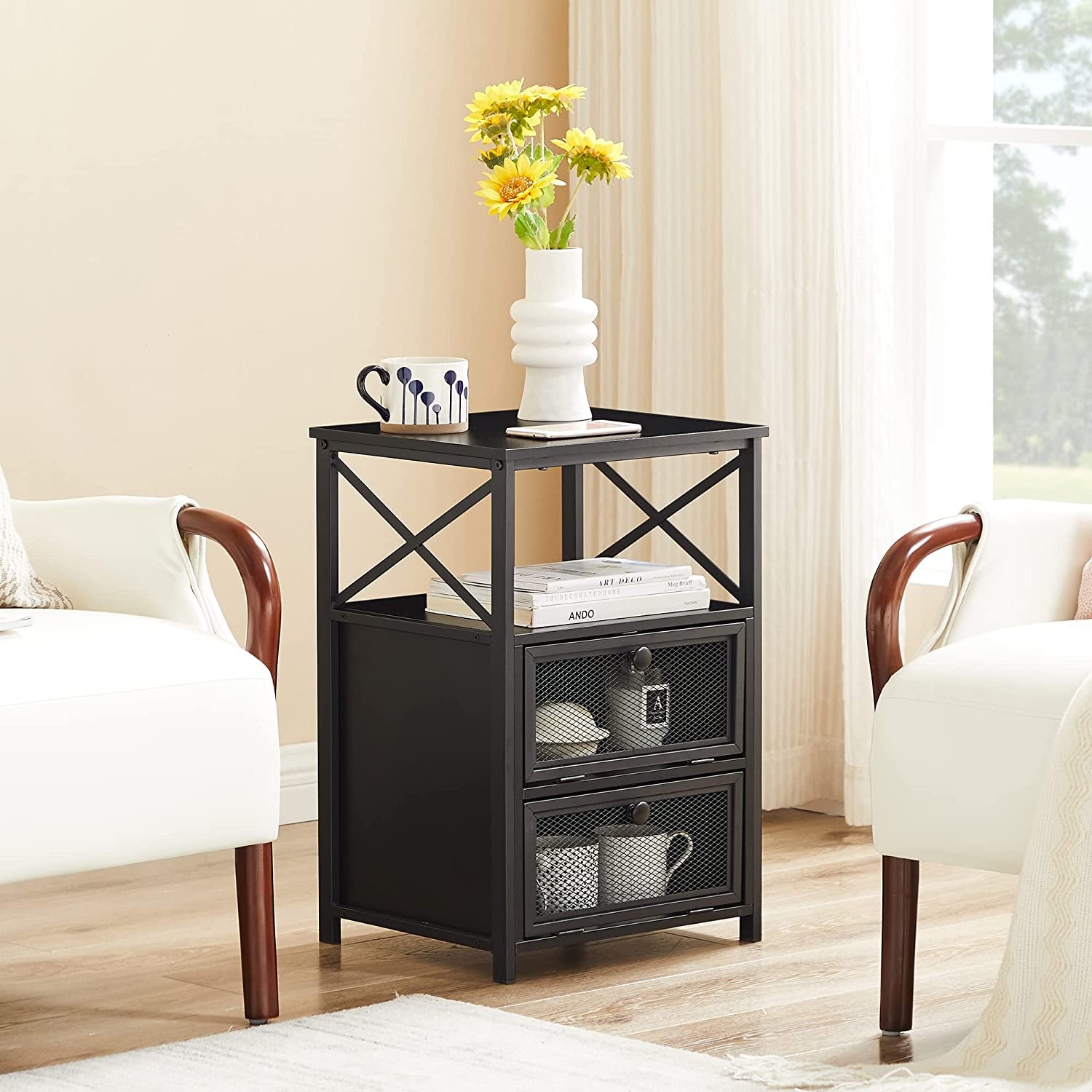 X-Design Retro Black Nightstand-4