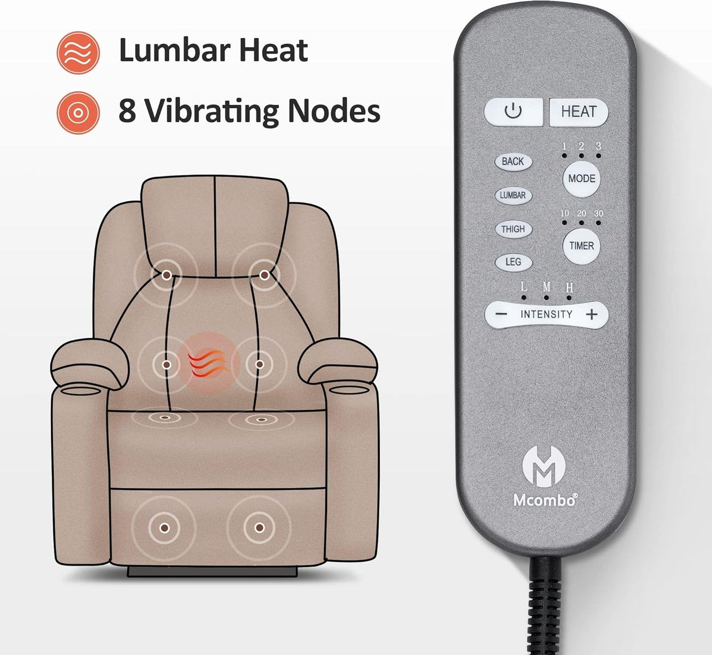 Large Power Lift Recliner Massage, Heat, USB, Big/Tall-4