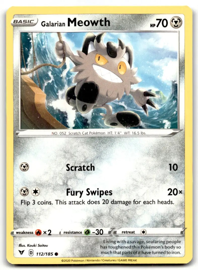 2020 Sword & Shield - Vivid Voltage Galarian Meowth Basic/Common #112