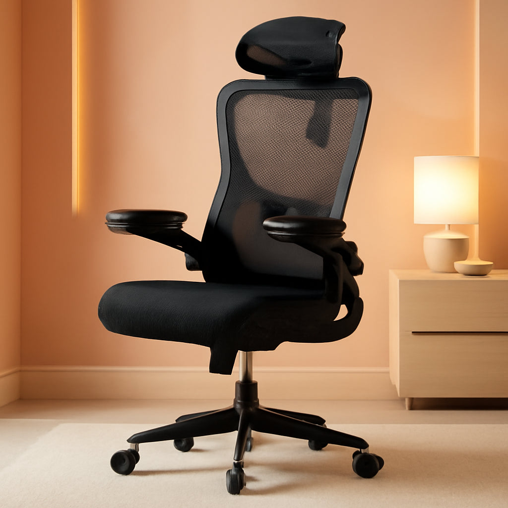 Ergonomic Office Chair: Office Computer Desk Chair with High Back Mesh and Adjustable Lumbar Support Rolling Work Swivel Task Chairs with Wheel 3D Armrests and Headrest-0