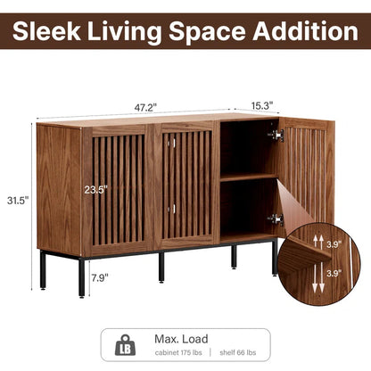 Brown 47.2 Inch Sideboard Buffet Cabinet With Storage-2