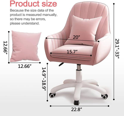 Home Office Chair Computer Chair with Mid-Back Upholstered Modern Tufted Computer Task Chair Swivel Height Adjustable Velvet Accent Chair Suitable for Bedroom, Study-1