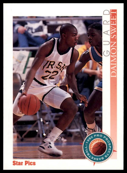 Basketball trading card featuring Daimon Sweet from Star Pics 1992 Notre Dame Fighting Irish