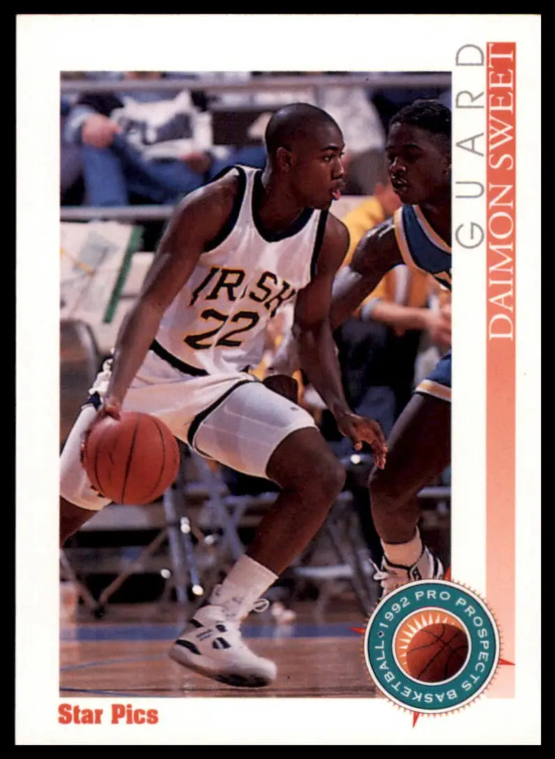 Basketball trading card featuring Daimon Sweet from Star Pics 1992 Notre Dame Fighting Irish
