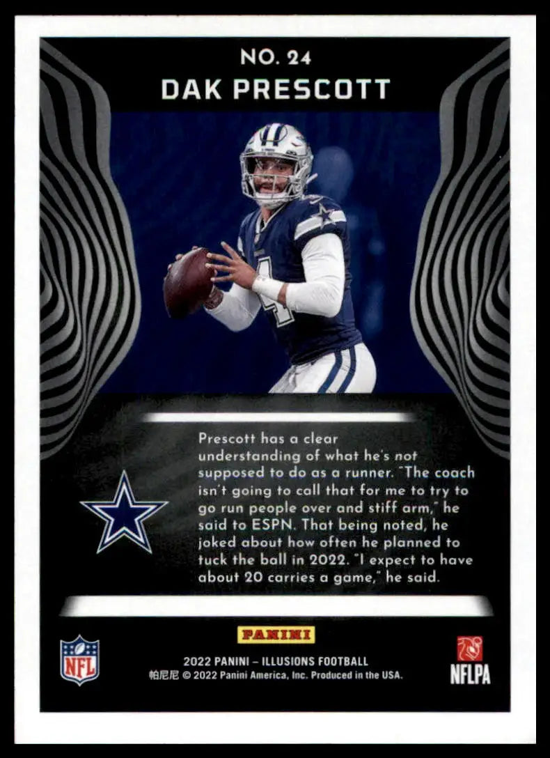 Dak Prescott football card from Panini Illusions 2022 Dallas Cowboys product