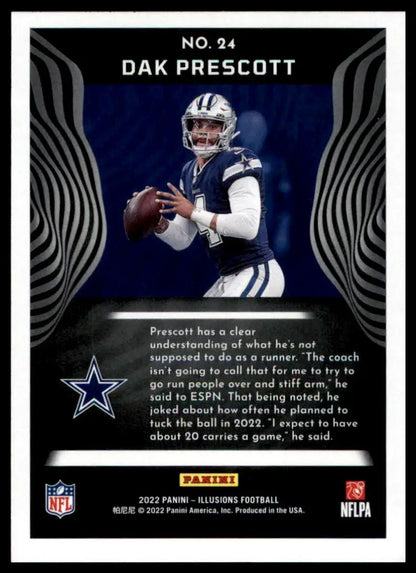 Dak Prescott football card from Panini Illusions 2022 Dallas Cowboys product