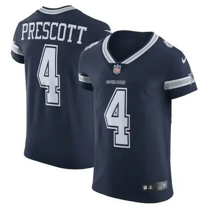 Dark blue Dak Prescott Dallas Cowboys Nike Vapor Elite football jersey with number 4