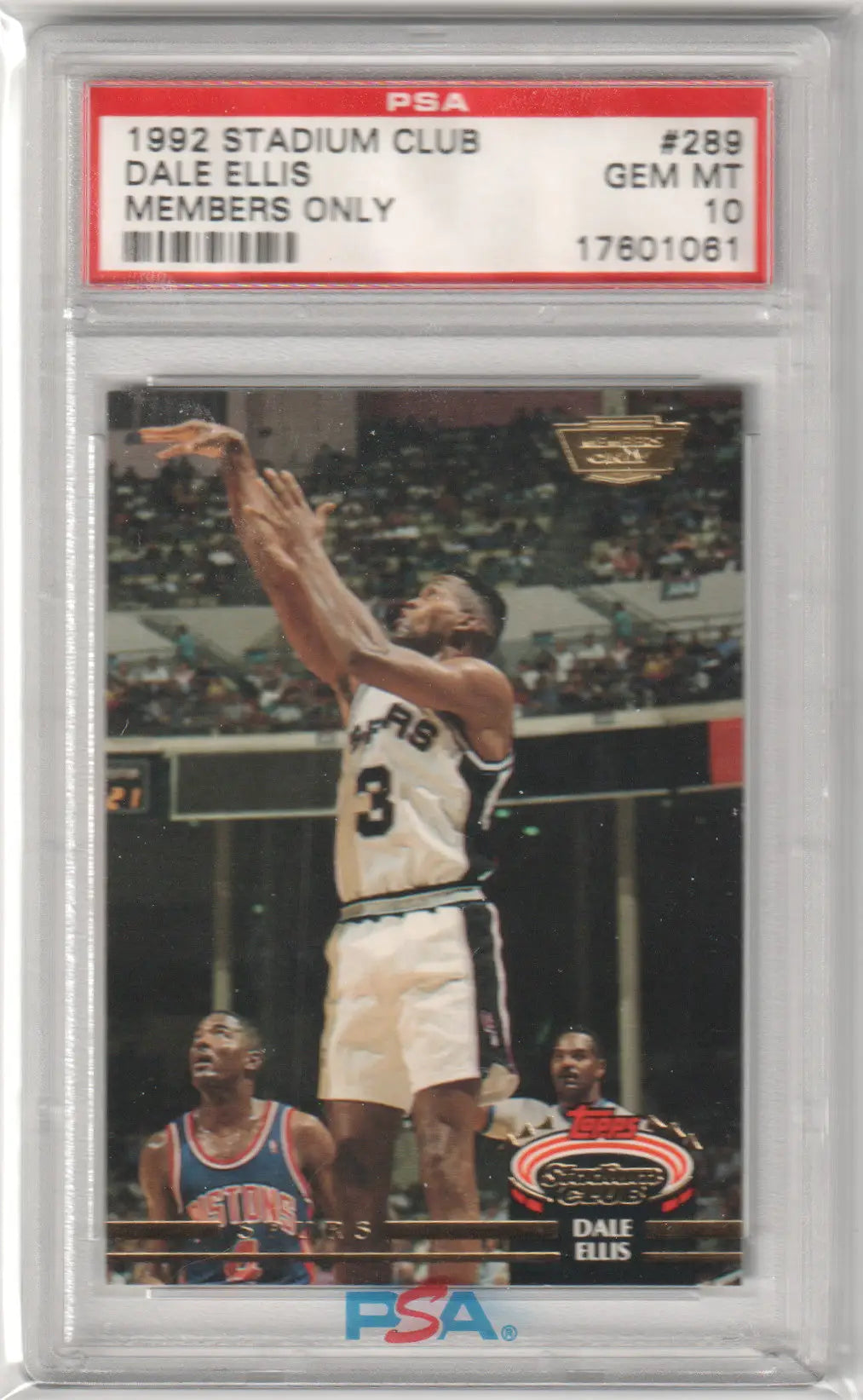 Graded Dale Ellis basketball card from Topps Stadium Club, Columbia Hobby PSA 10