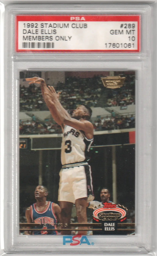 Graded Dale Ellis basketball card from Topps Stadium Club, Columbia Hobby PSA 10