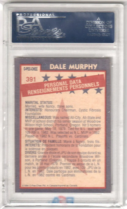 Graded Dale Murphy 1984 O-Pee-Chee baseball card PSA 9 Mint from Columbia Hobby