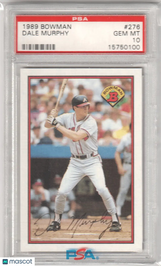 Graded 1989 Bowman Dale Murphy baseball card from Columbia Hobby, gem mint PSA 10