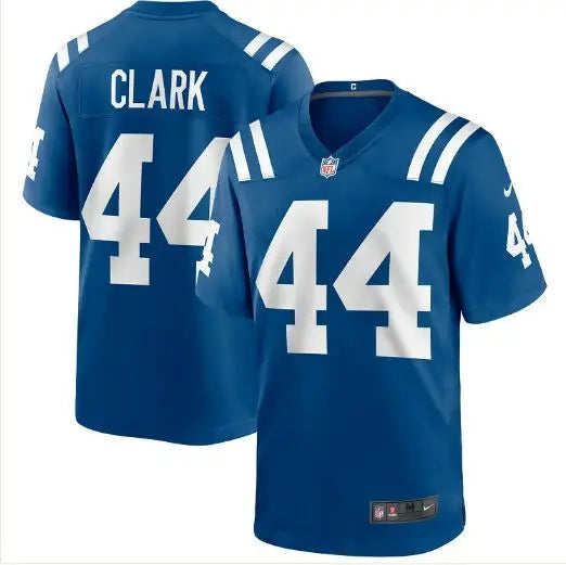 Blue Indianapolis Colts Nike Dallas Clark jersey with white 44 numbers and CLARK on back